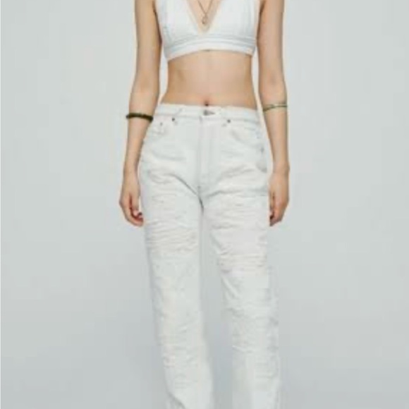 Re/done x Levi’s denim bra top white jeans xs - Picture 4 of 5